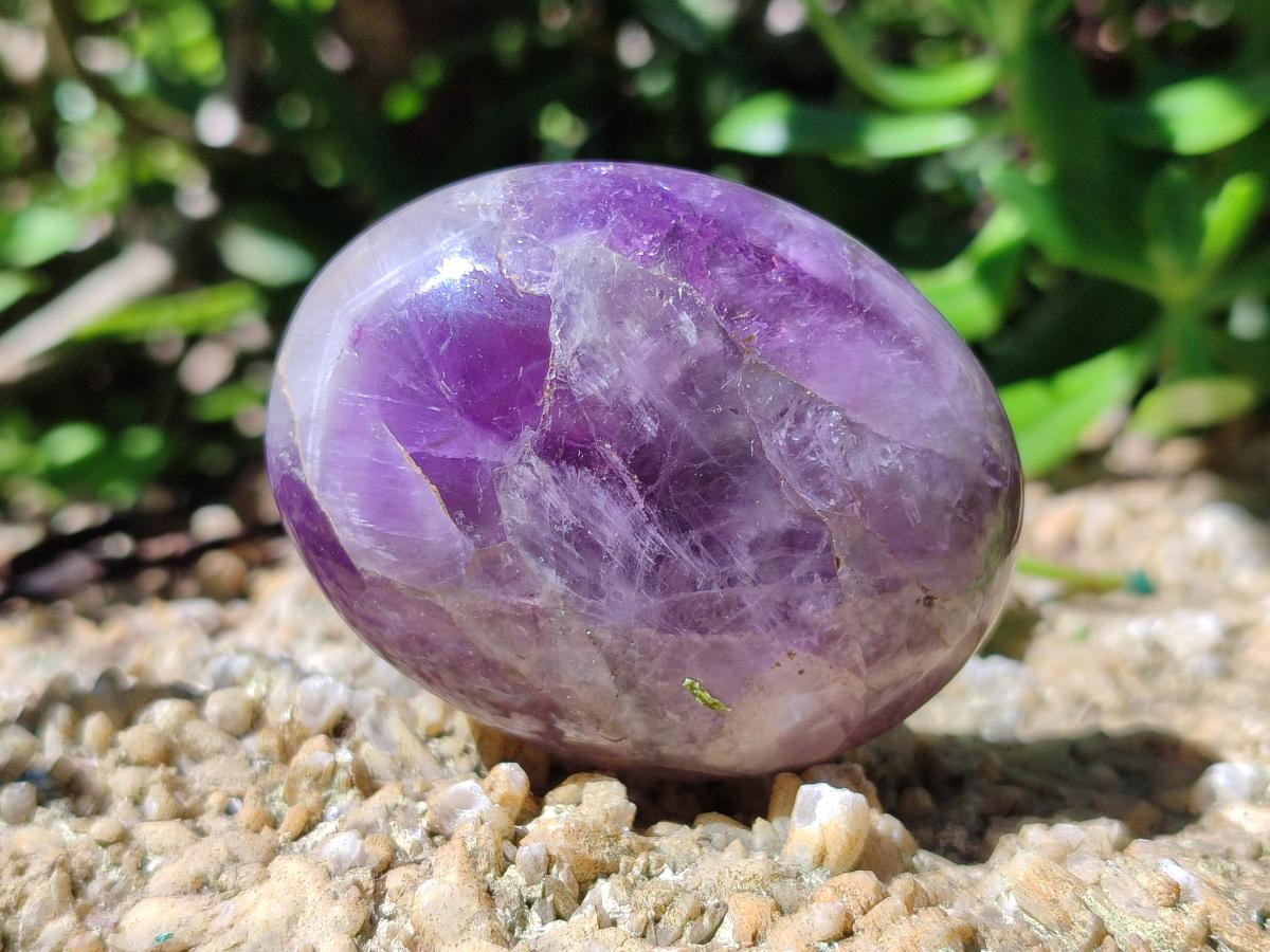 Polished Chevron Amethyst Palm Stones x 12 From Madagascar