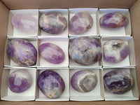 Polished Chevron Amethyst Palm Stones x 12 From Madagascar