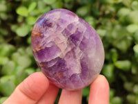 Polished Chevron Amethyst Palm Stones x 12 From Madagascar