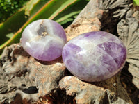 Polished Chevron Amethyst Palm Stones x 12 From Madagascar
