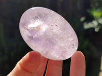 Polished Chevron Amethyst Palm Stones x 12 From Madagascar