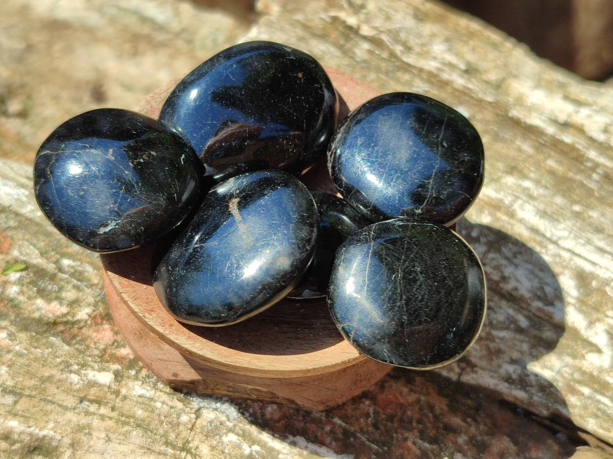 Polished Mini Black Tourmaline Free Forms x 35 From Madagascar