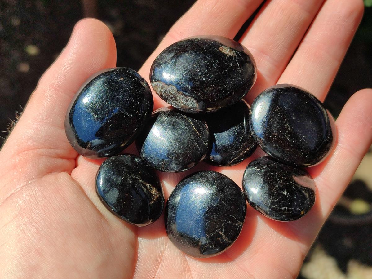 Polished Mini Black Tourmaline Free Forms x 35 From Madagascar