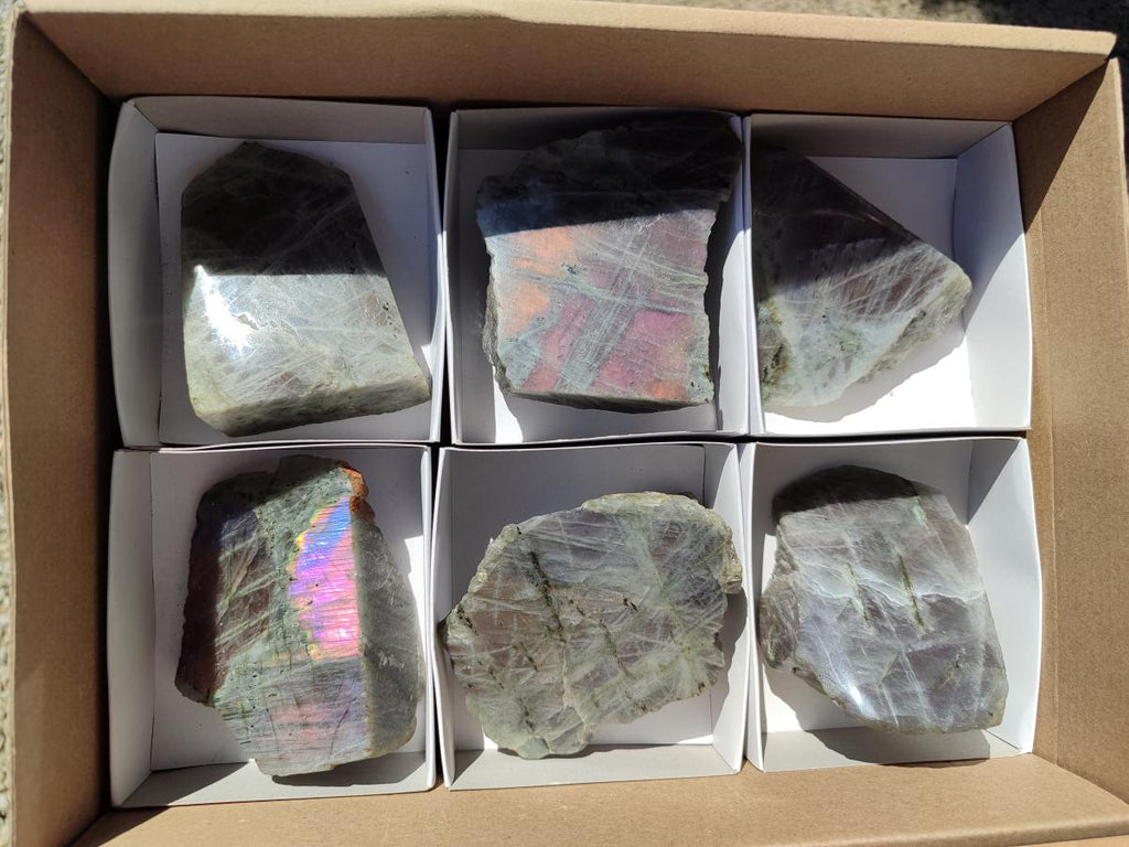 Polished One Side Labradorite Display Pieces x 6 From Madagascar