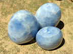 Polished Blue Calcite Standing Free Forms x 4 From Madagascar