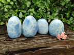 Polished Blue Calcite Standing Free Forms x 4 From Madagascar