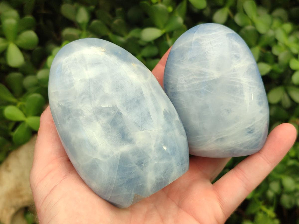 Polished Blue Calcite Standing Free Forms x 4 From Madagascar