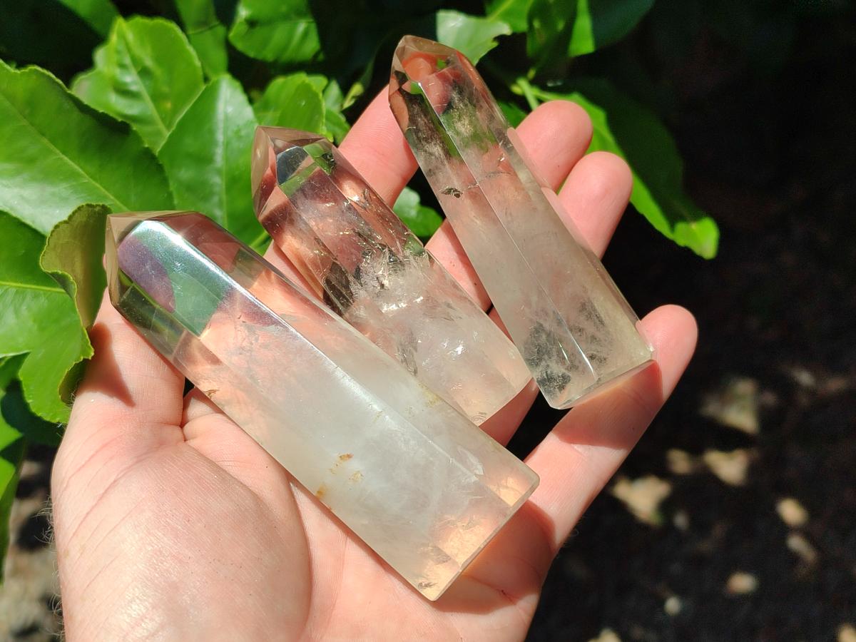 Polished Phantom Smokey Quartz Crystals x 6 From Madagascar