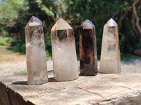 Polished Phantom Smokey Quartz Crystals x 6 From Madagascar