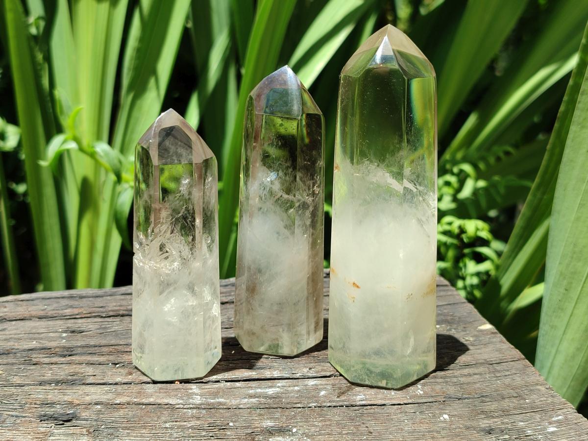 Polished Phantom Smokey Quartz Crystals x 6 From Madagascar