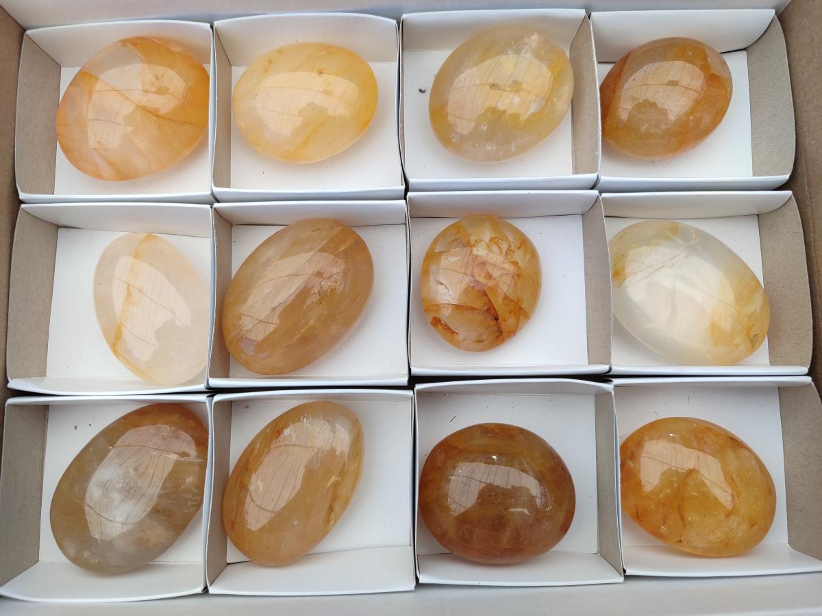 Polished Golden Healer Quartz Crystal Galets x 12 From Ambatofinandrahana, Madagascar