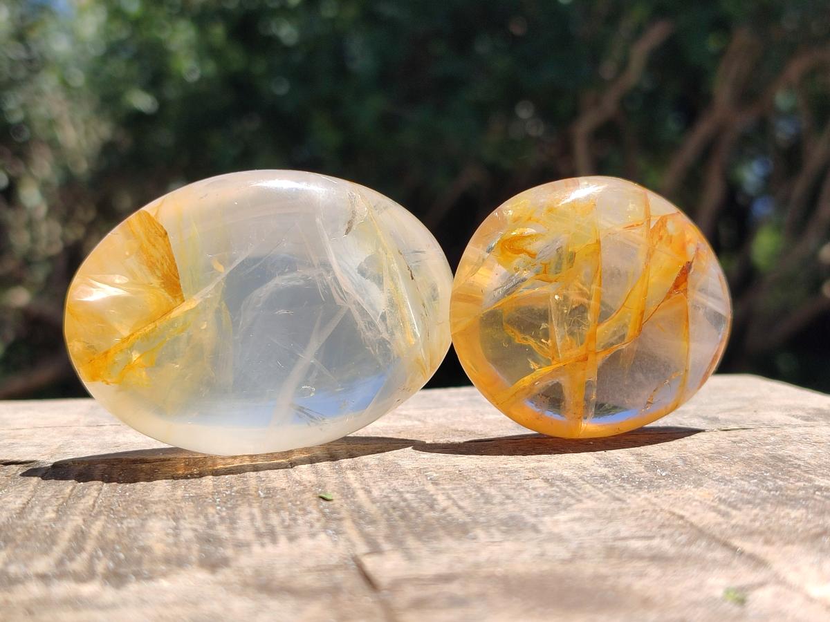 Polished Golden Healer Quartz Crystal Galets x 12 From Ambatofinandrahana, Madagascar