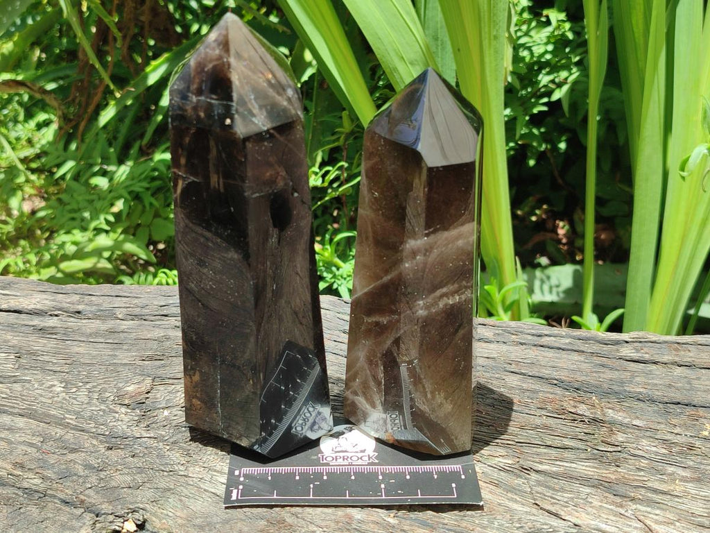Polished Wispy Smokey Quartz Crystals x 2 From Madagascar