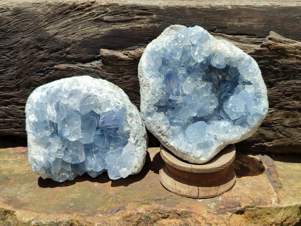 Natural Blue Celestite Specimens x 4 From Sakoany, Madagascar