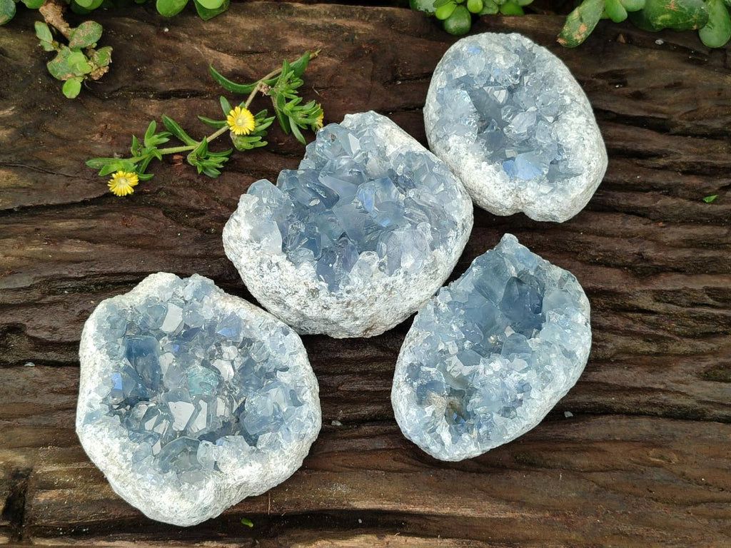 Natural Blue Celestite Specimens x 4 From Sakoany, Madagascar