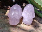 Hand Made Gemmy Rose Quartz Skulls x 6 From Madagascar