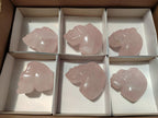 Hand Made Gemmy Rose Quartz Skulls x 6 From Madagascar