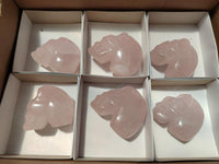 Hand Made Gemmy Rose Quartz Skulls x 6 From Madagascar
