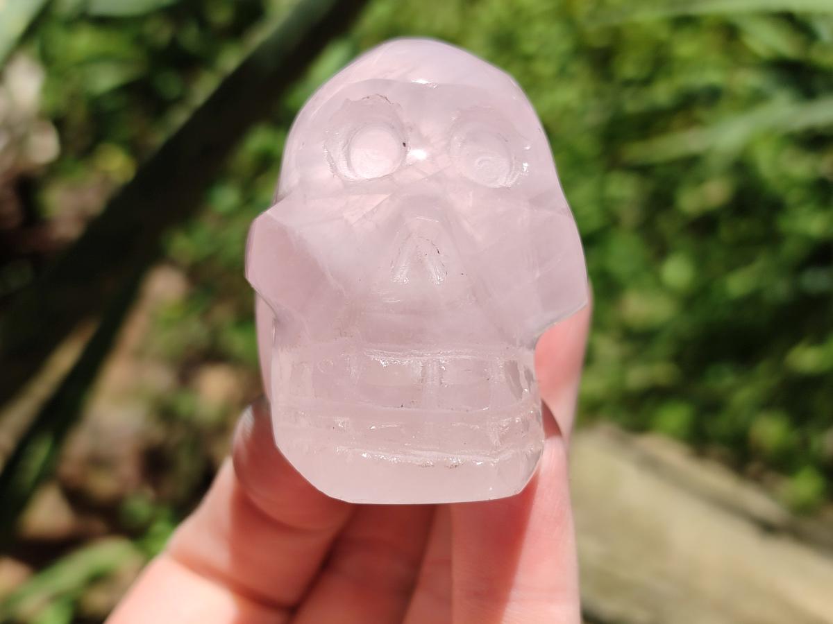 Hand Made Gemmy Rose Quartz Skulls x 6 From Madagascar