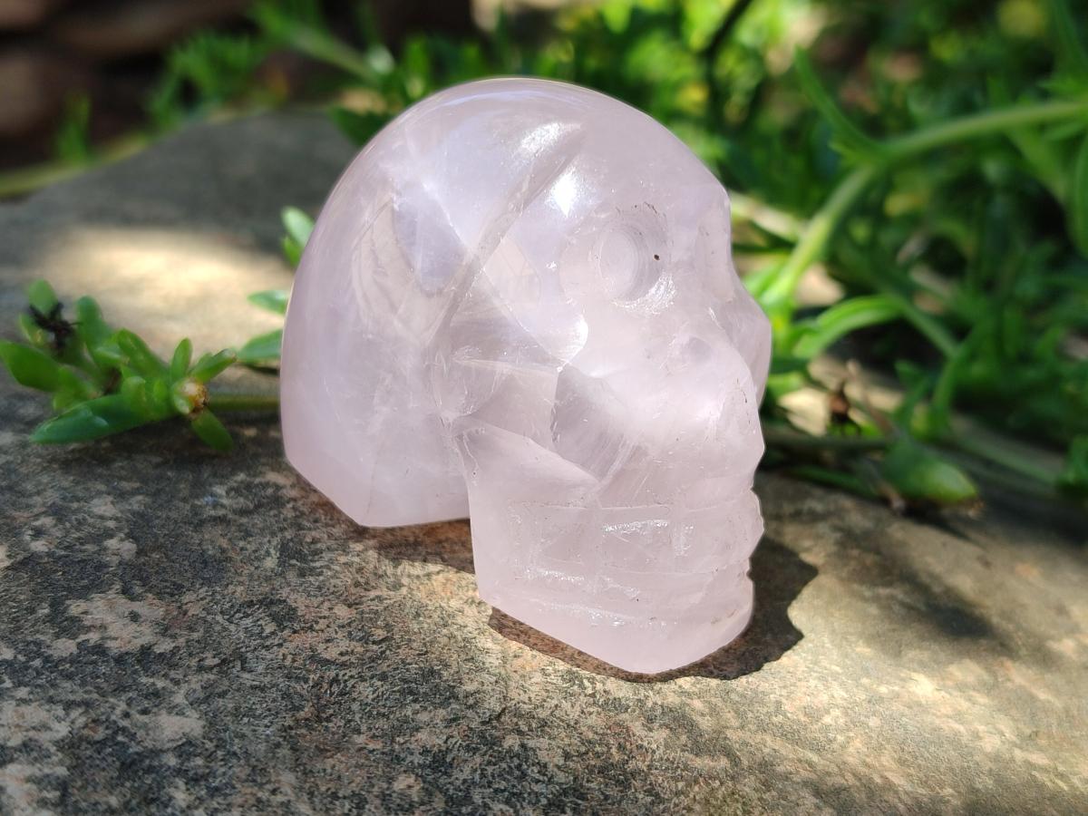Hand Made Gemmy Rose Quartz Skulls x 6 From Madagascar