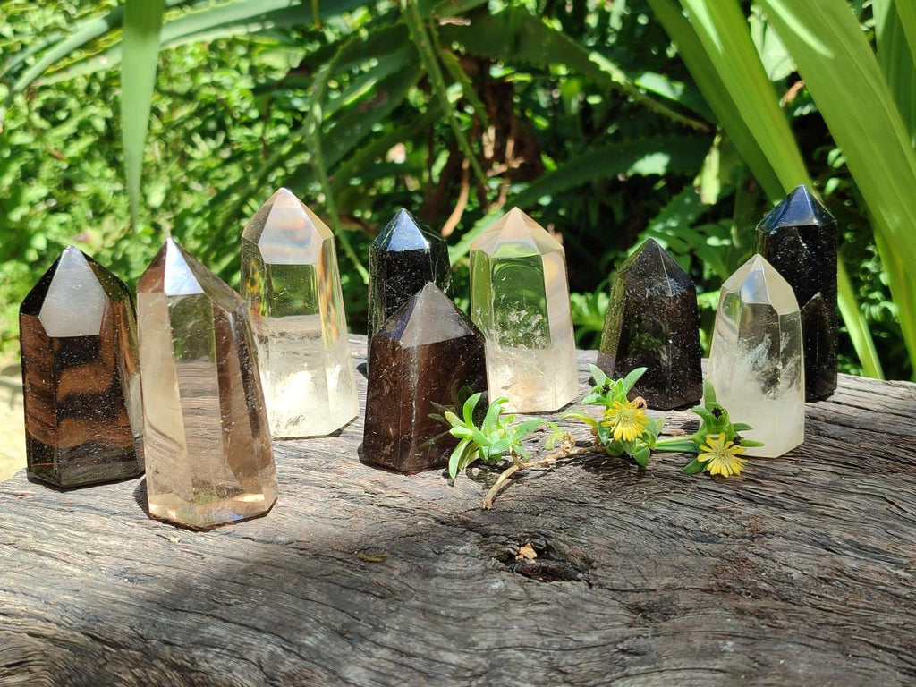 Polished Smokey Quartz Crystals x 12 From Madagascar