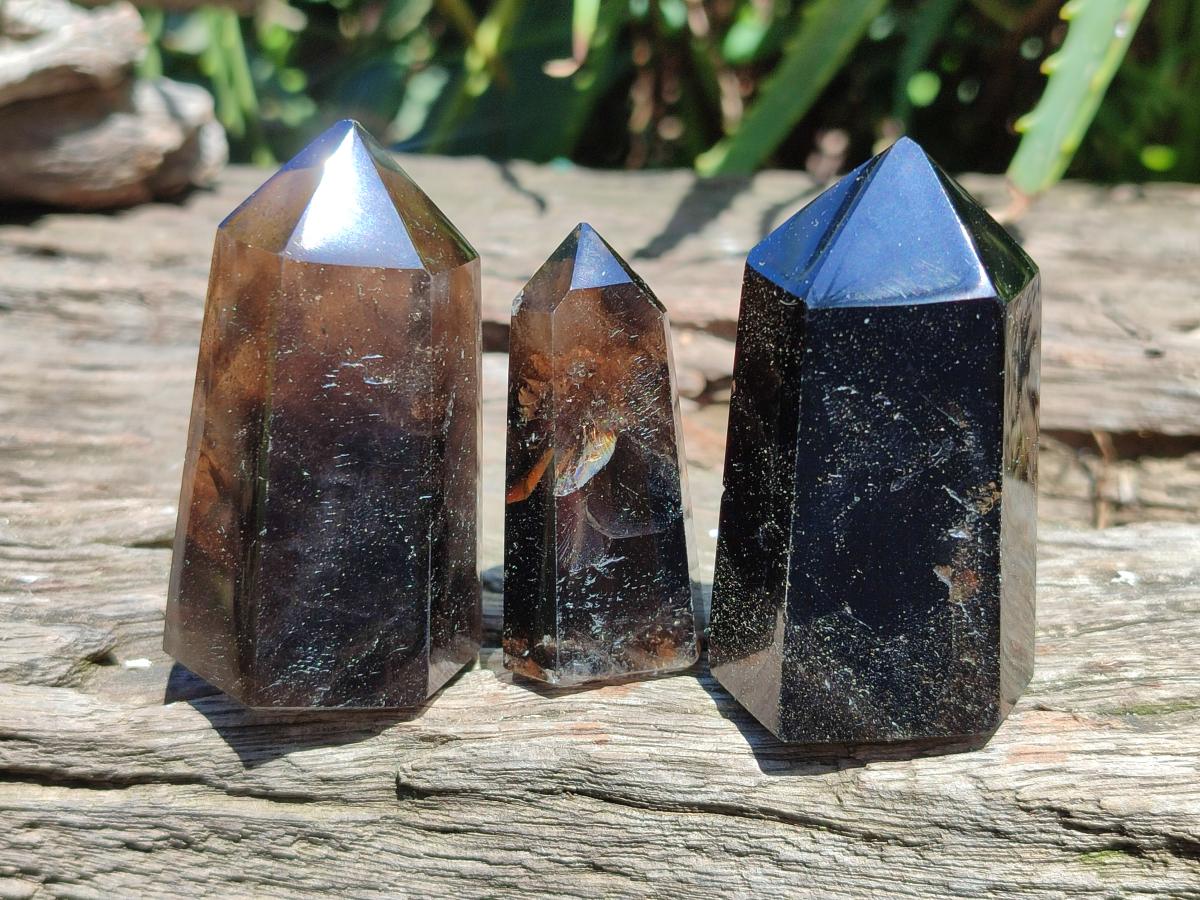 Polished Smokey Quartz Crystals x 12 From Madagascar