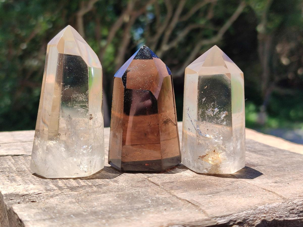 Polished Smokey Quartz Crystals x 12 From Madagascar