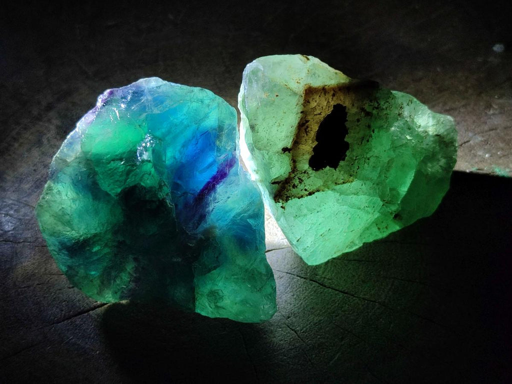 Natural Watermelon Fluorite Cobbed Specimens x 12 From Uis, Namibia
