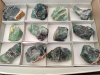 Natural Watermelon Fluorite Cobbed Specimens x 12 From Uis, Namibia
