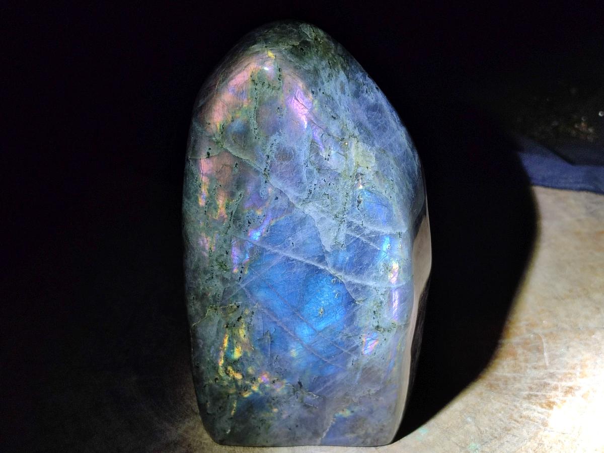 Polished Rare Purple Sunset Flash Labradorite Standing Free Form x 1 From Madagascar