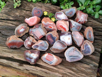 Polished On One Side Red Shashe River Agate Nodules x 35 From Shashe River, Zimbabwe