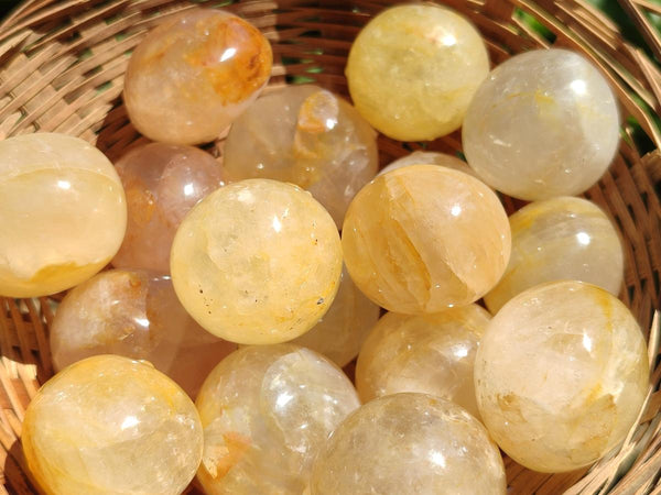 Polished Rounded Golden Healer Quartz Crystal Free Forms x 35 From Ambatofinandrahana, Madagascar