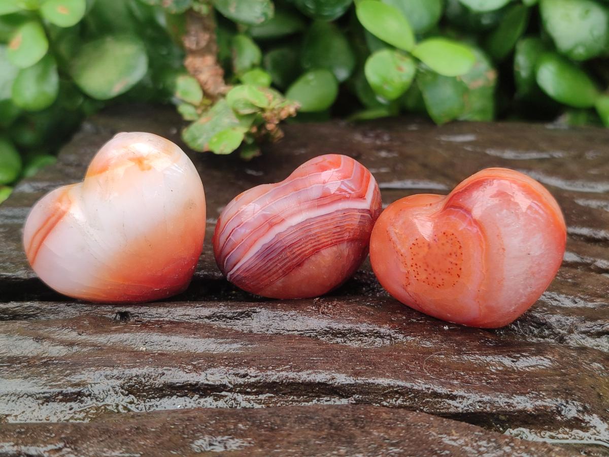 Polished Mini Jewellery Carnelian Agate Gemstone Hearts x 20 From Madagascar