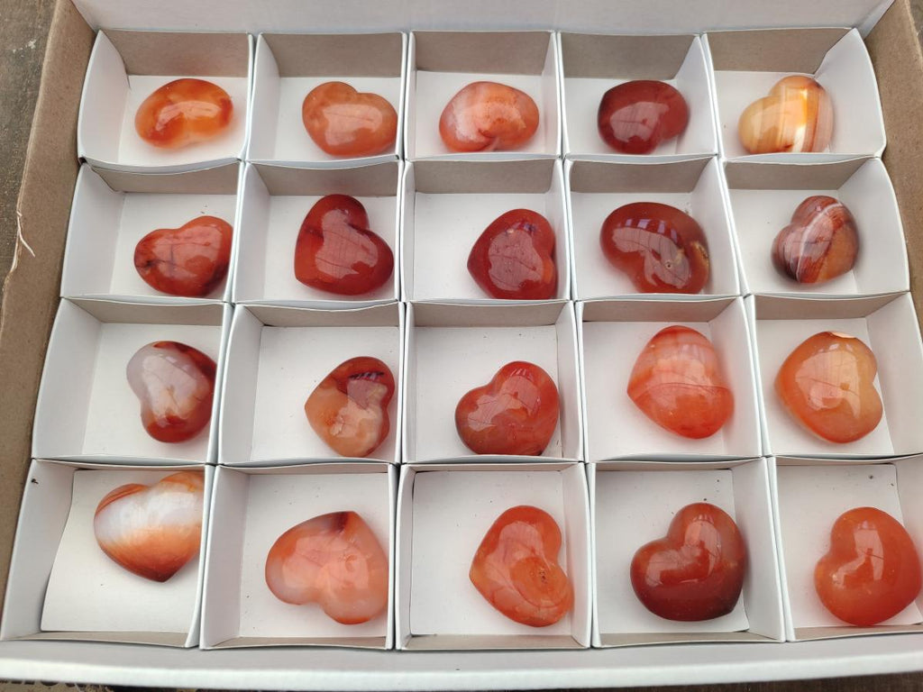 Polished Mini Jewellery Carnelian Agate Gemstone Hearts x 20 From Madagascar