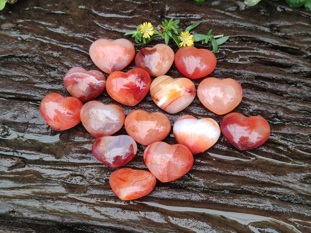Polished Mini Jewellery Carnelian Agate Gemstone Hearts x 20 From Madagascar