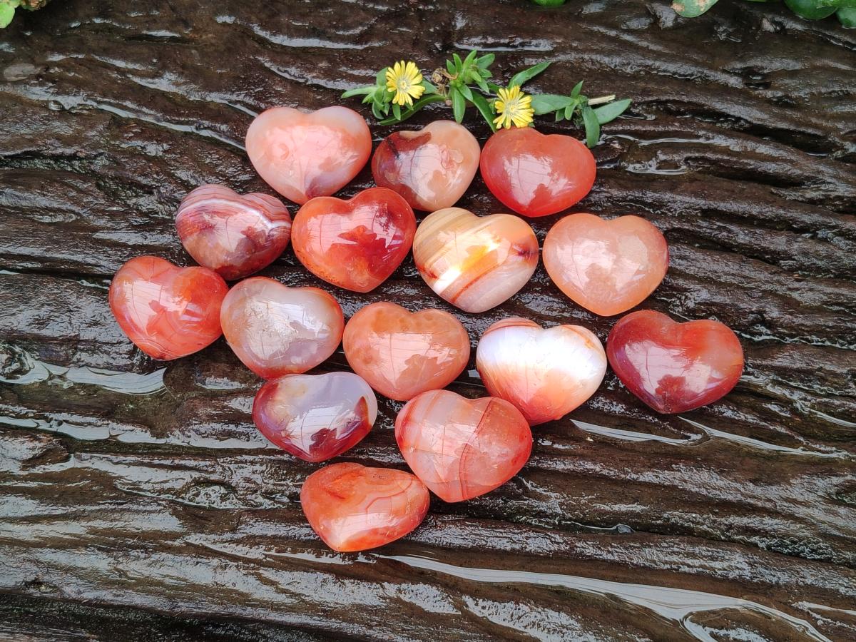 Polished Mini Jewellery Carnelian Agate Gemstone Hearts x 20 From Madagascar