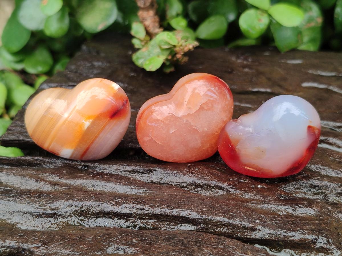 Polished Mini Jewellery Carnelian Agate Gemstone Hearts x 20 From Madagascar