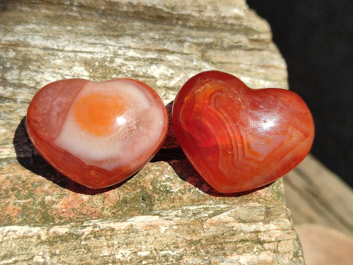Polished Mini Jewellery Carnelian Agate Gemstone Hearts x 20 From Madagascar