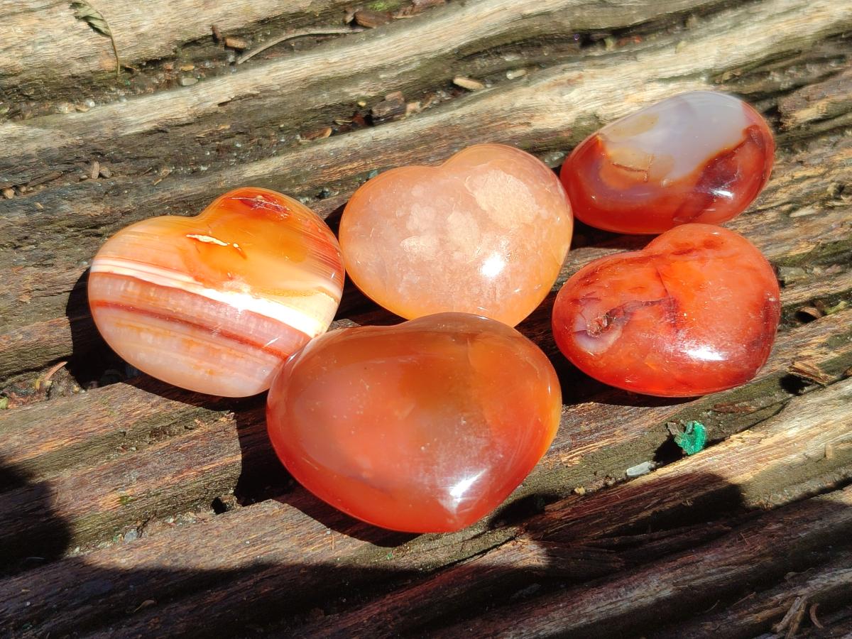 Polished Mini Jewellery Carnelian Agate Gemstone Hearts x 20 From Madagascar