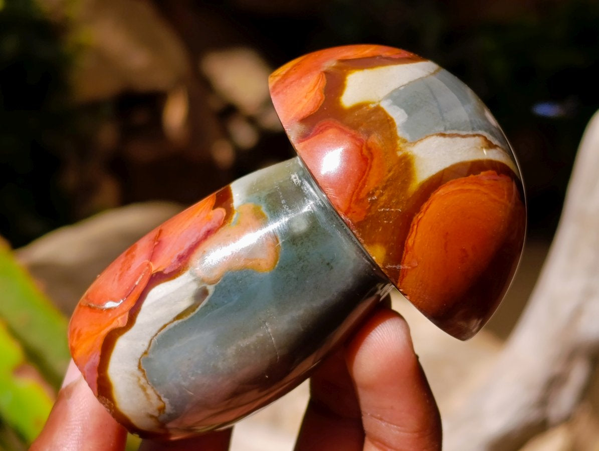 Polished Polychrome Jasper Mushrooms x 6 From NW Coast, Madagascar