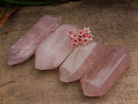 Polished Double Terminated Gemmy Rose Quartz Crystals x 4 From Madagascar