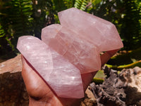 Polished Double Terminated Gemmy Rose Quartz Crystals x 4 From Madagascar