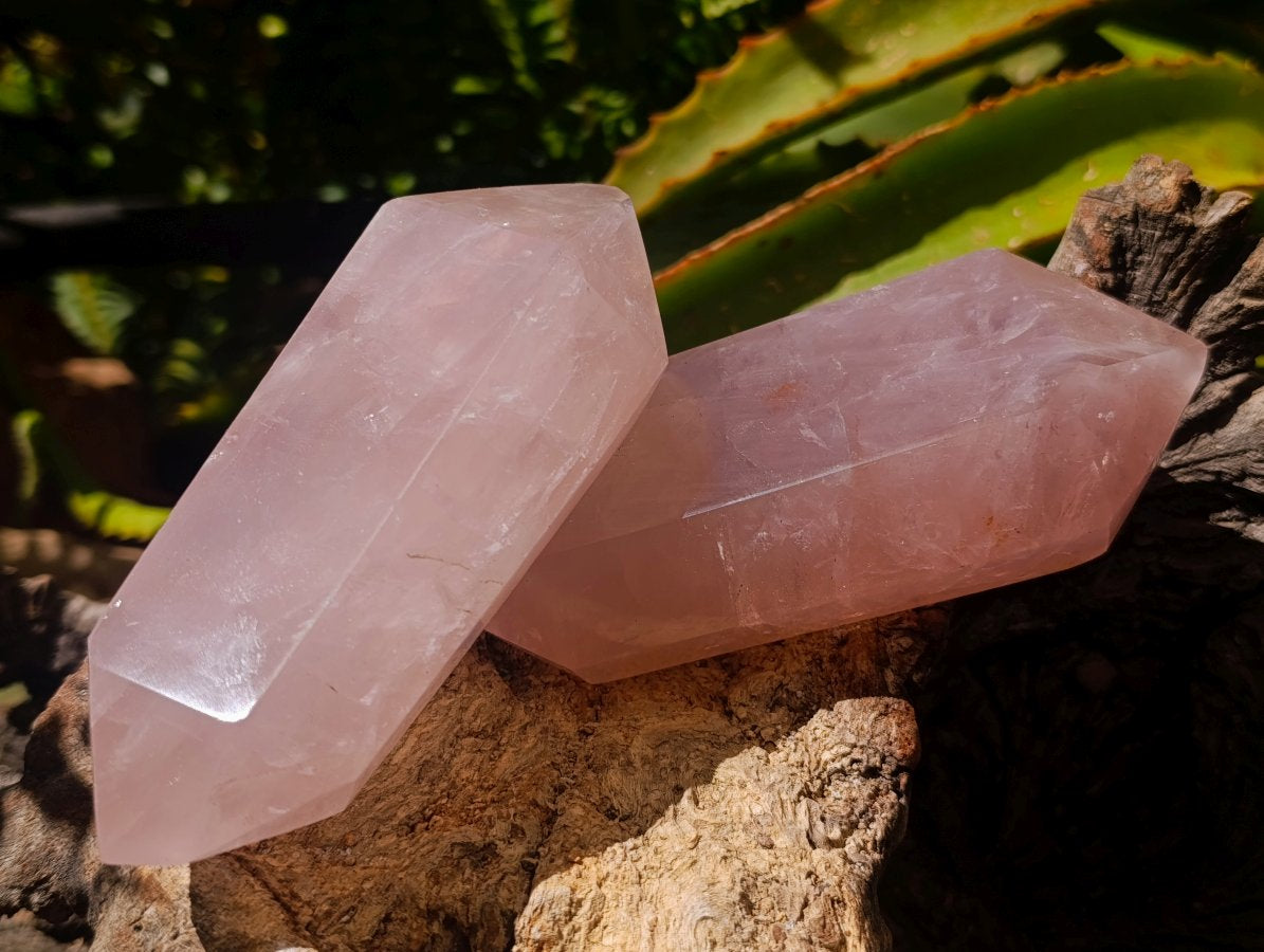 Polished Double Terminated Gemmy Rose Quartz Crystals x 4 From Madagascar