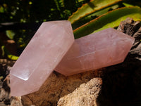 Polished Double Terminated Gemmy Rose Quartz Crystals x 4 From Madagascar