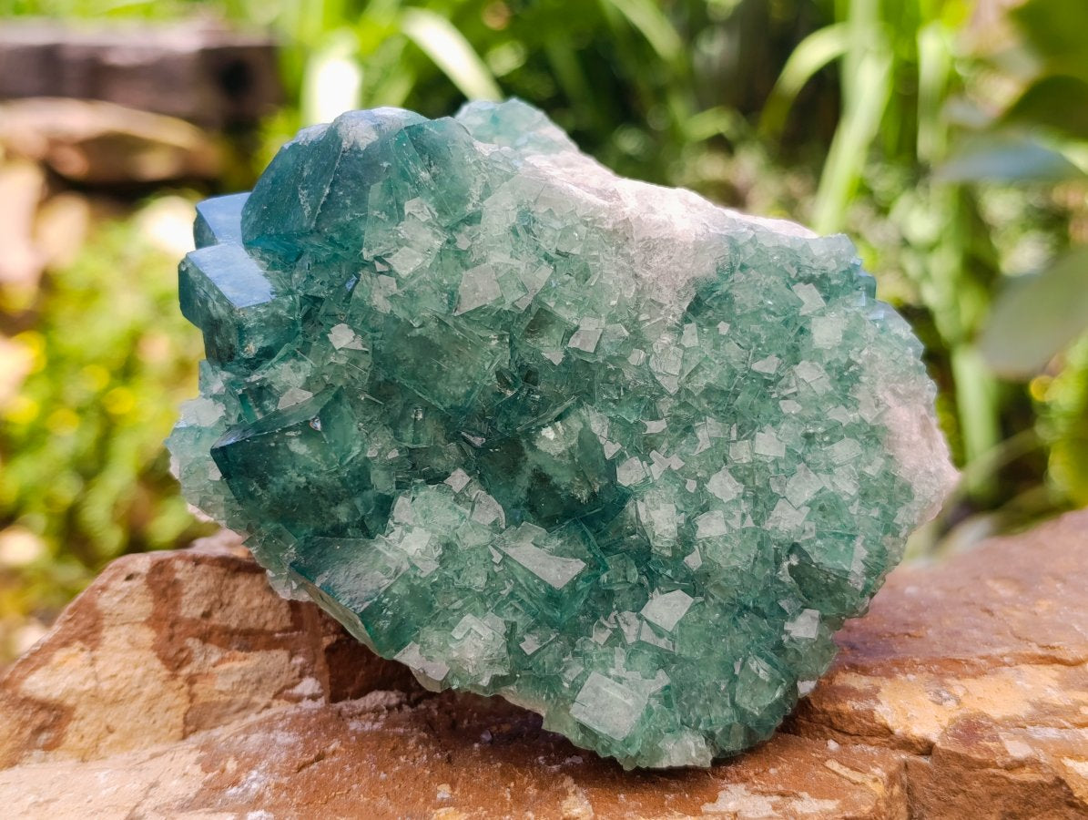 Natural Cubic Green Fluorite Cluster Specimens x 3 From Mandrosonoro, Madagascar
