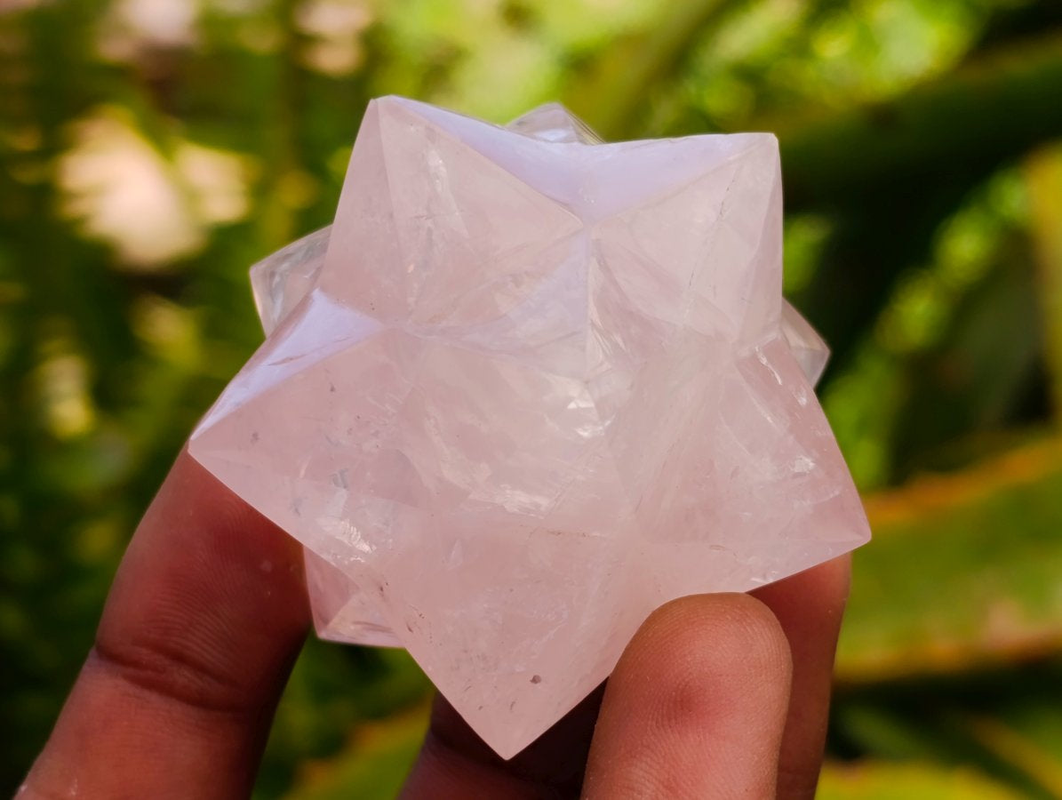 Hand Made Gemmy Rose Quartz Merkabahs x 4 From Madagascar
