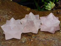 Hand Made Gemmy Rose Quartz Merkabahs x 4 From Madagascar