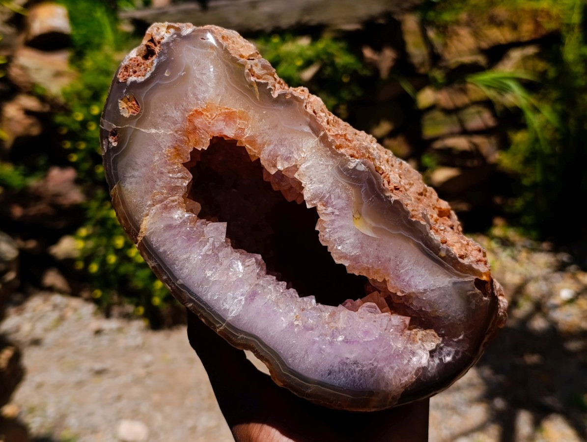 Polished Large Agate with Crystalline Geode x 1 From Maintirano, Madagascar