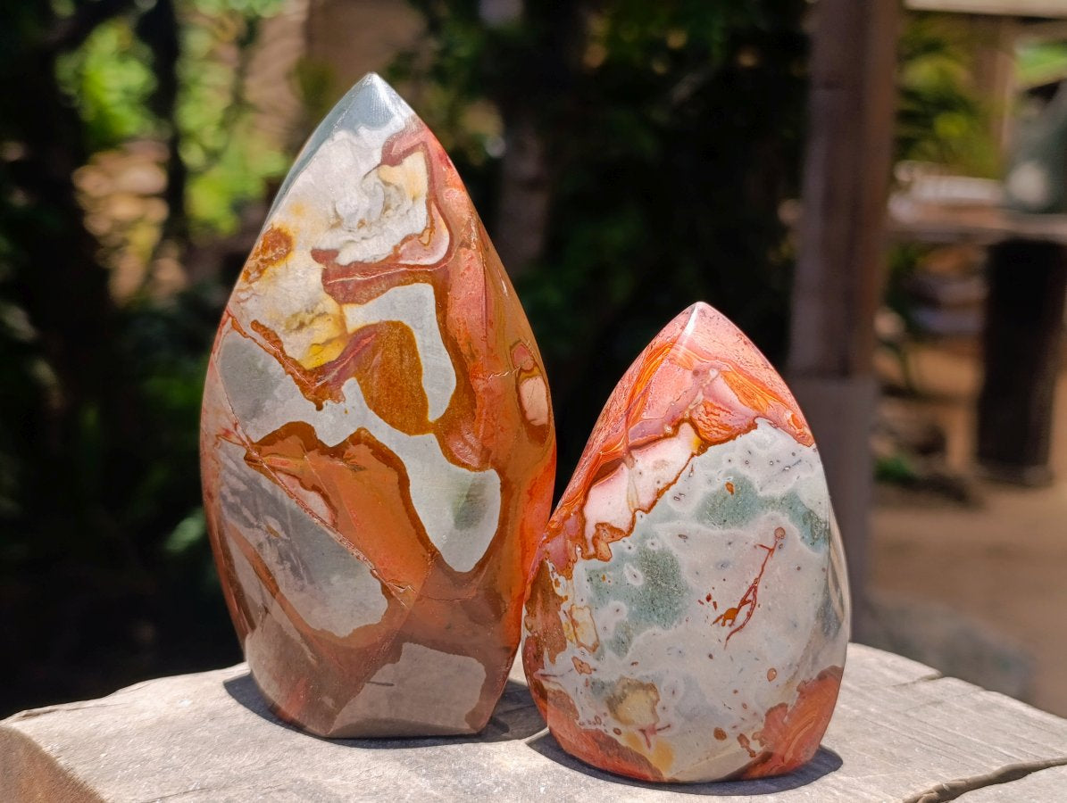Polished Polychrome Jasper Flames x 6 From NW Coast, Madagascar