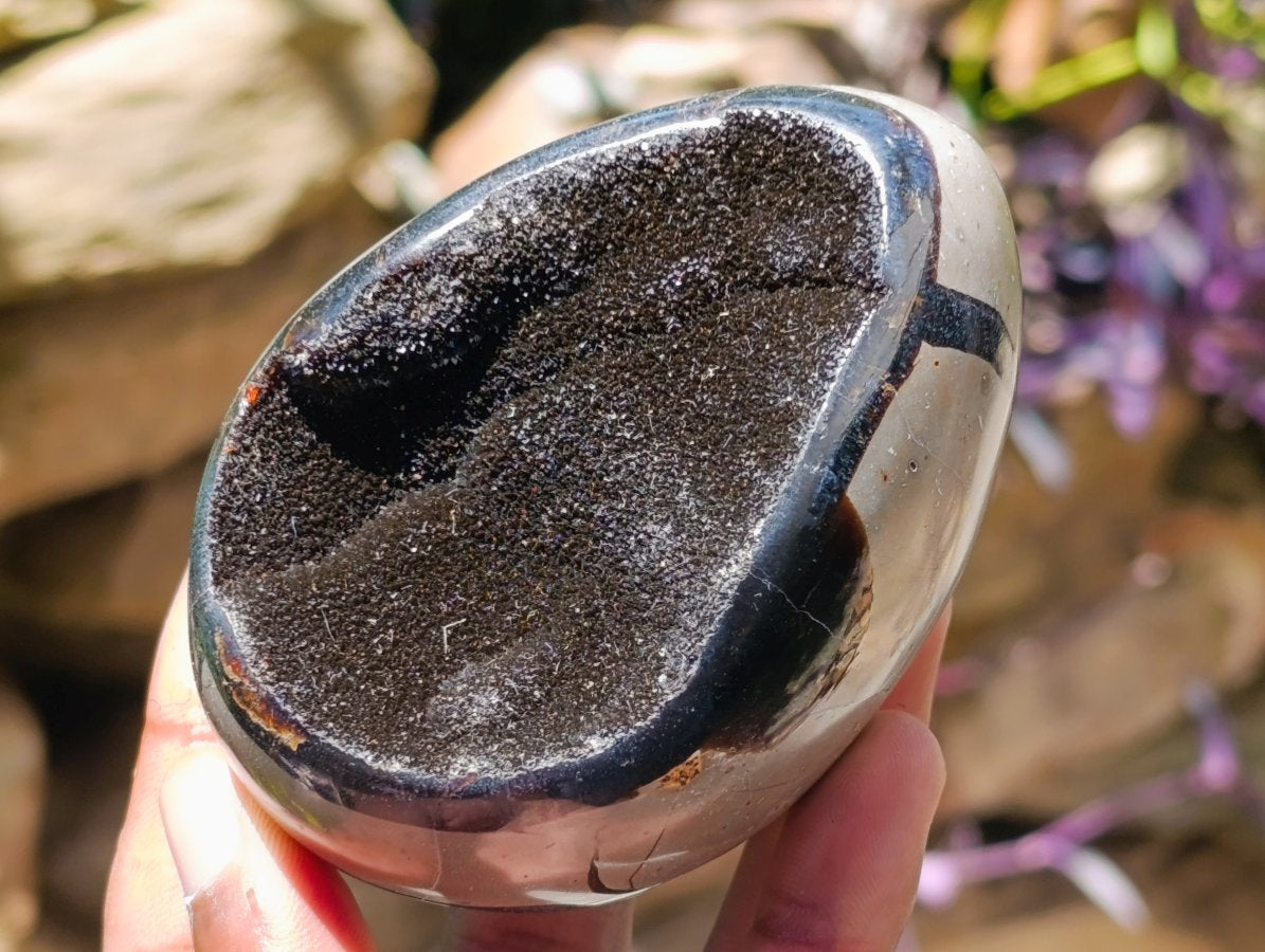 Polished Septerye Sauvage "Dragons Egg" Geode x 4 From Mahajanga, Madagascar